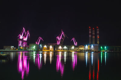 Illuminated buildings at night