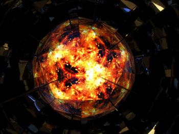 High angle view of bonfire on barbecue grill