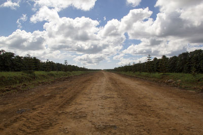 Dirt road along countryside landscape