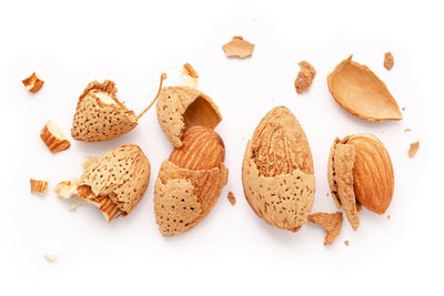 High angle view of food against white background