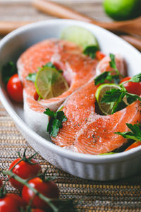 Close-up of food in bowl on table