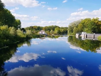 Scenic view of lake against sky