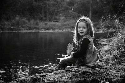 Portrait of girl in forest