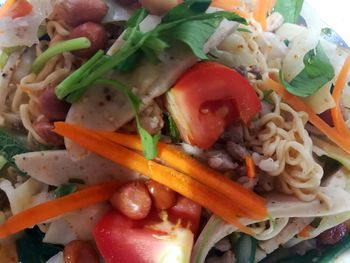 Close-up of chopped vegetables in plate