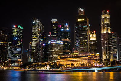 Illuminated city lit up at night
