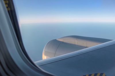 View of sea through airplane window