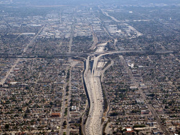 High angle view of city buildings