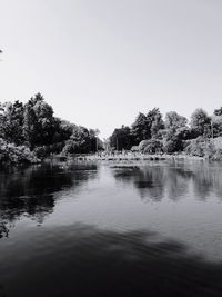 Scenic view of lake against clear sky