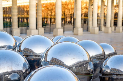 Close-up of metallic building in city