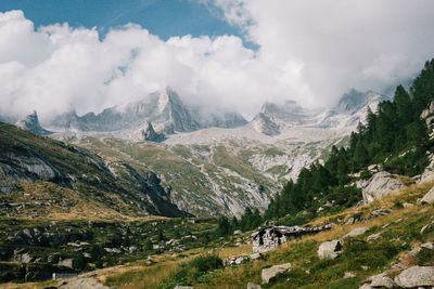 Scenic view of mountains against sky