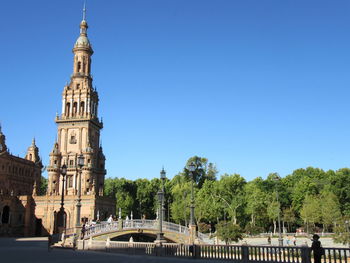 View of temple against clear blue sky