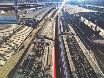 Railroad tracks in city