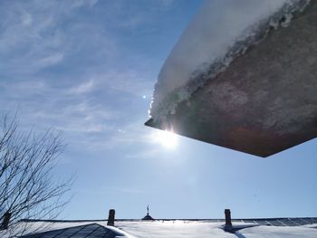 Low angle view of roof against sky