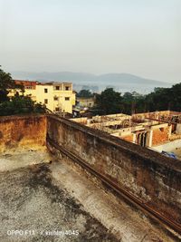 High angle view of buildings against sky