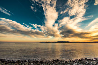 Scenic view of sea against sky at sunset