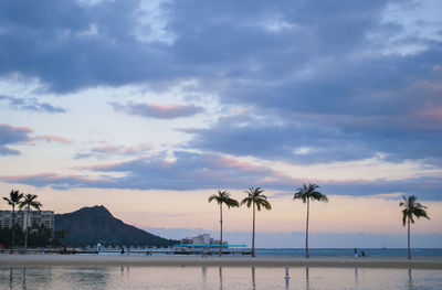 Scenic view of sea against cloudy sky