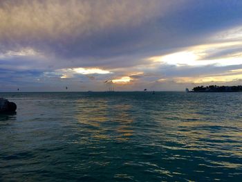 Scenic view of sea against cloudy sky