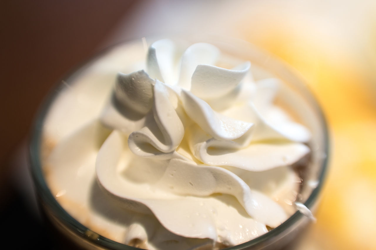 HIGH ANGLE VIEW OF ICE CREAM IN PLATE