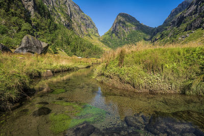 Scenic view of mountains against sky