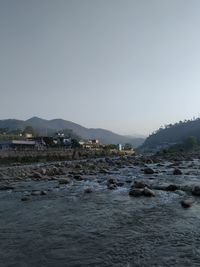 Scenic view of sea against clear sky