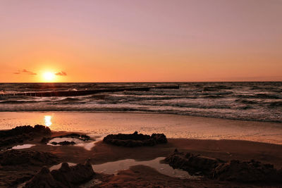 Scenic view of sea against sky during sunset