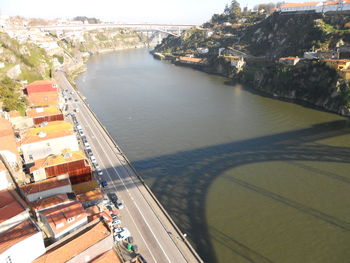 High angle view of bridge over river