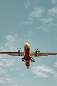 Low angle view of airplane flying in sky