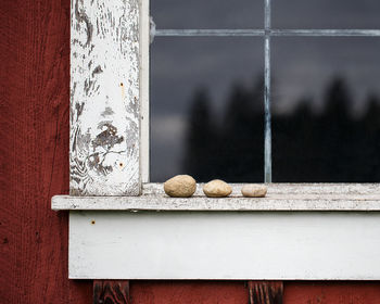 Rocks on window sill