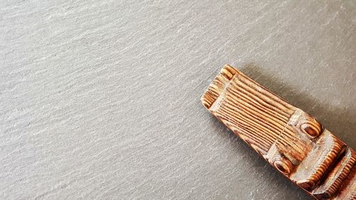 High angle view of seats on table by sea