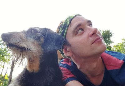 Portrait of woman with dog