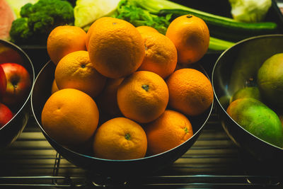 High angle view of fruits in container
