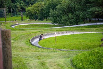 Scenic view of grassy field in park