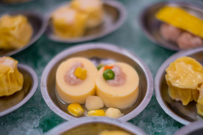 High angle view of food on table