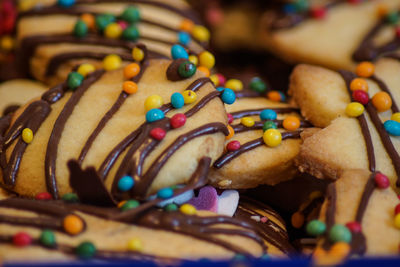 Close-up of colorful christmas chocolate cookie