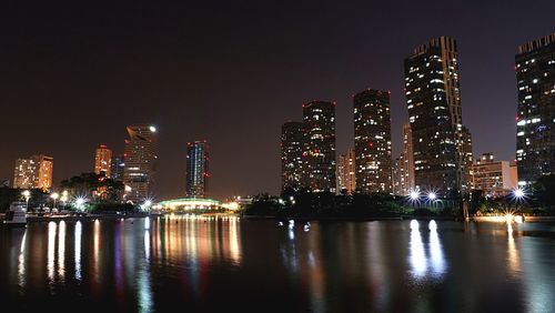 Illuminated city at night