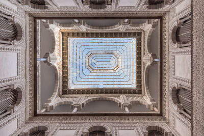 Directly below shot of ceiling of building