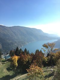 Scenic view of mountains against clear sky