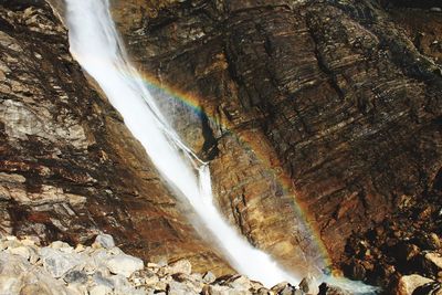 View of waterfall in forest