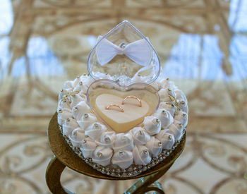 Close-up of heart shape cake