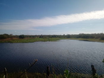 Scenic view of lake against sky