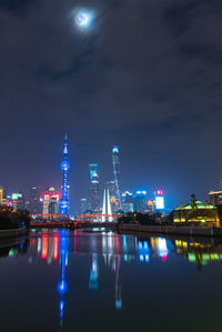 Illuminated city at night