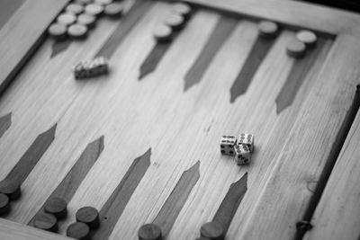 High angle view of toy playing on table