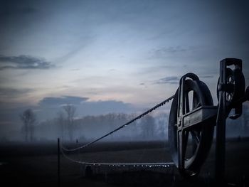 Ship against sky during sunset