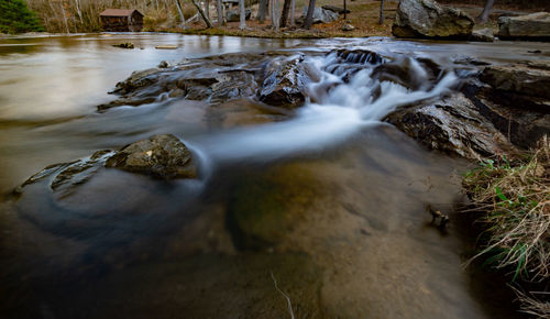 Stream flowing through rocks in forest