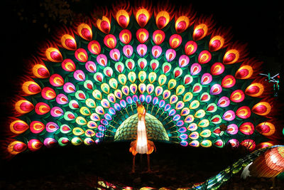 Low angle view of illuminated lantern