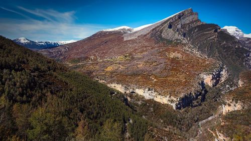 Panoramic view of landscape and mountains against sky