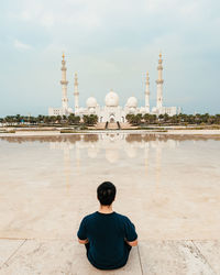 Rear view of man looking at view