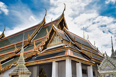 Low angle view of temple building against sky