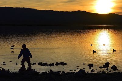 Sun shining over sea
