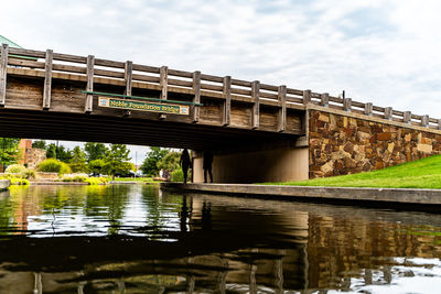 Bridge over lake against sky